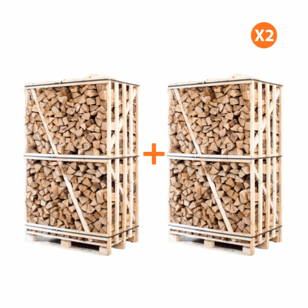 AANBIEDING: 2X Hele pallets ovengedroogd gekloofd beuken haardhout 25cm, 1800kg