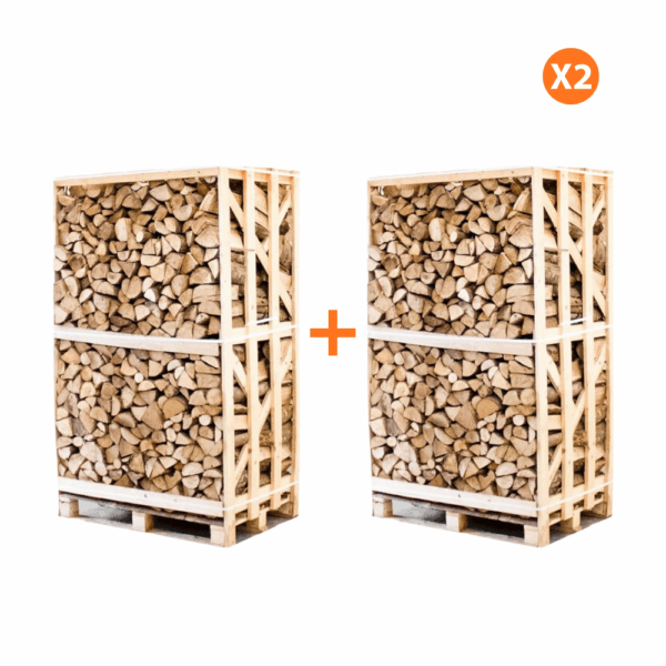 AANBIEDING: 2X Hele pallets ovengedroogd gekloofd essen haardhout 25cm, 1800kg