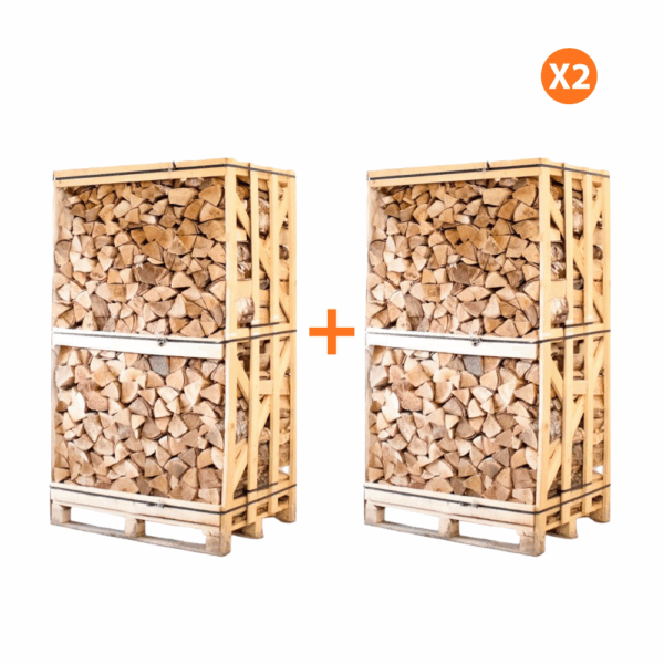 AANBIEDING: 2X Hele pallets ovengedroogd gekloofd berken haardhout 25cm, 1600kg
